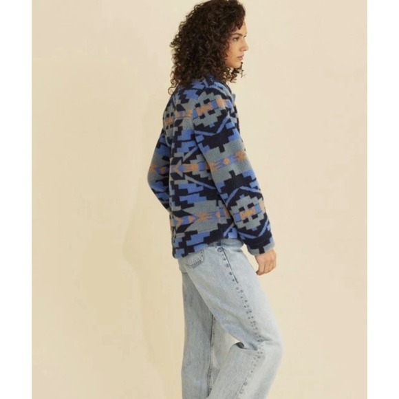 Pendleton 193 Angelica Snap Front Southwest Aztec Berber Fleece Jacket M - Picture 2 of 16